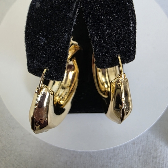 Gold Filled Chunky Swirl Hoop Earrings - Picture 6 of 9